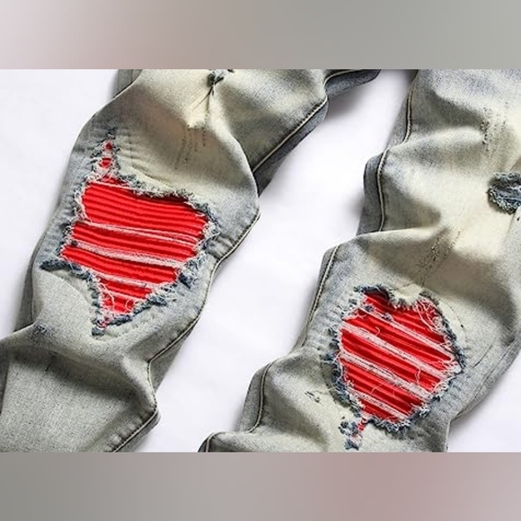 New Men's Designed Unique Street Urbanwear Jeans Multiple Sizes - Picture 4 of 4